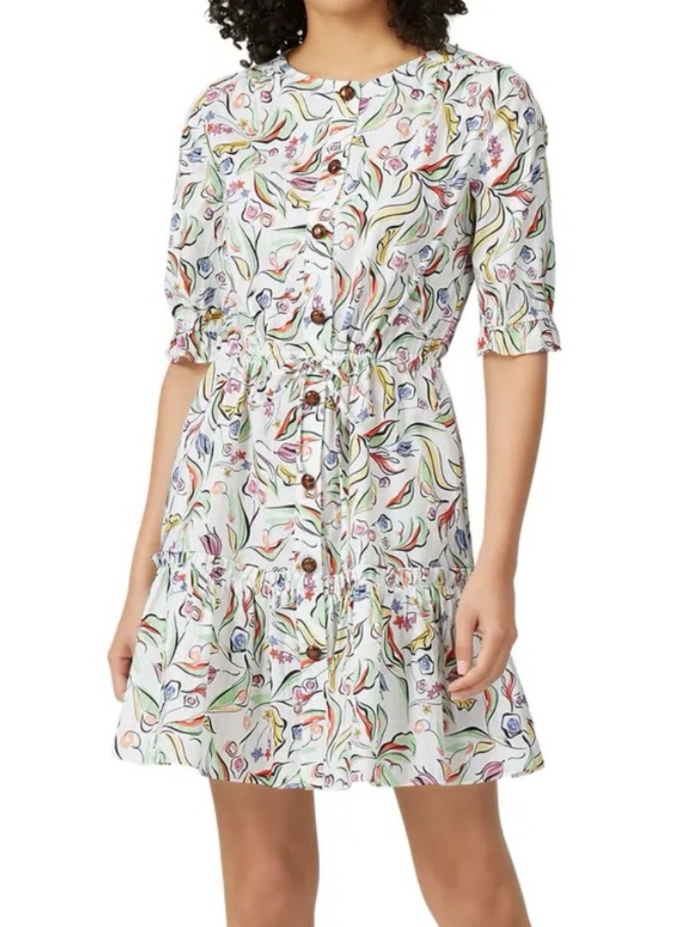 SALONI Billie C Short Sleeve Cotton Dress Pockets Floral US 10